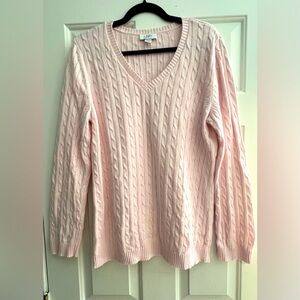 Ann Taylor Loft v-neck long sleeve cable knit sweater in size XL